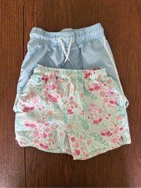 3T Bundle Boy Swim Trunks Light Blue & Floral Drawstring Kids Shorts